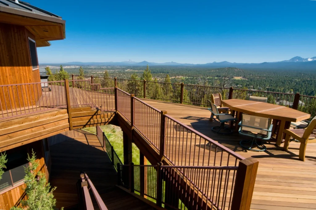 Elevated deck with scenic views showcasing tailored custom decks by Deck Builders Taupo.