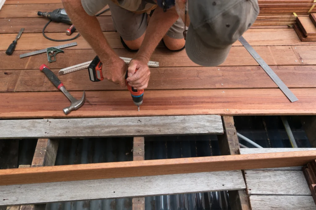 Wooden deck repairs performed by Deck Builders Taupo, restoring strength and durability with professional expertise.